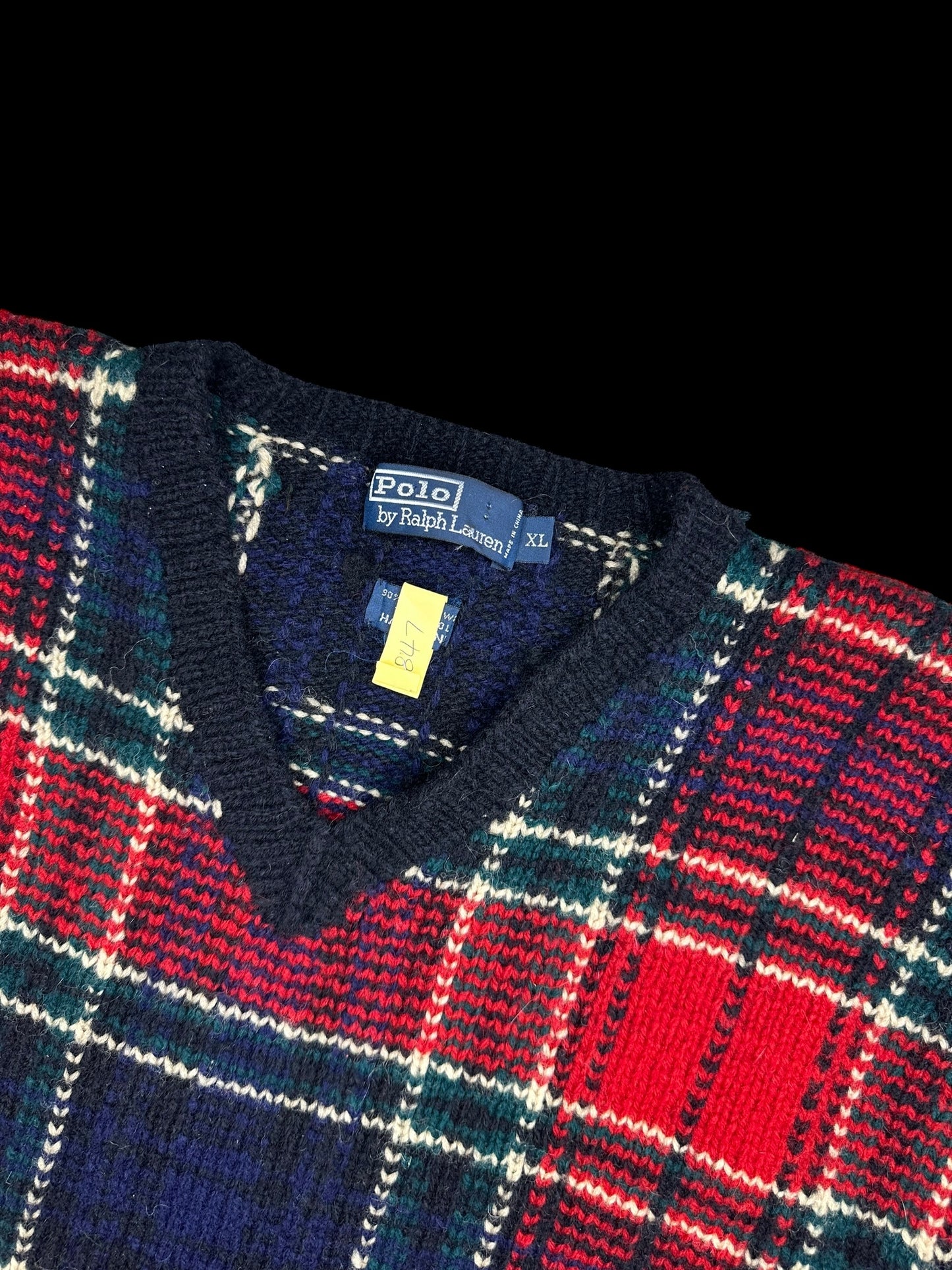 Polo Ralph Lauren Plaid Hand Knit Sweater 90s