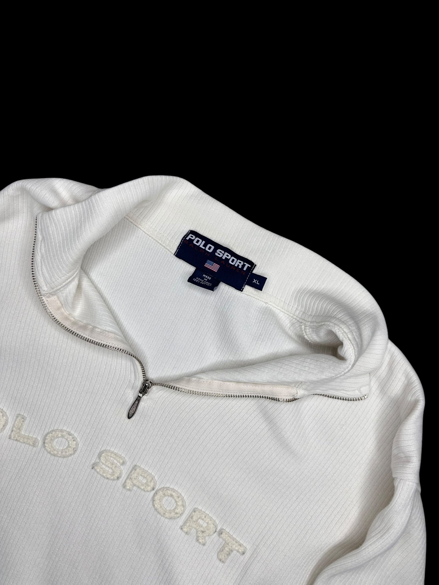 Polo Sport Cream White Quarter Zip Pullover 90s