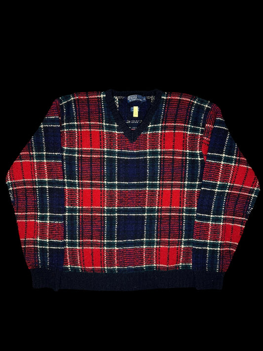 Polo Ralph Lauren Plaid Hand Knit Sweater 90s